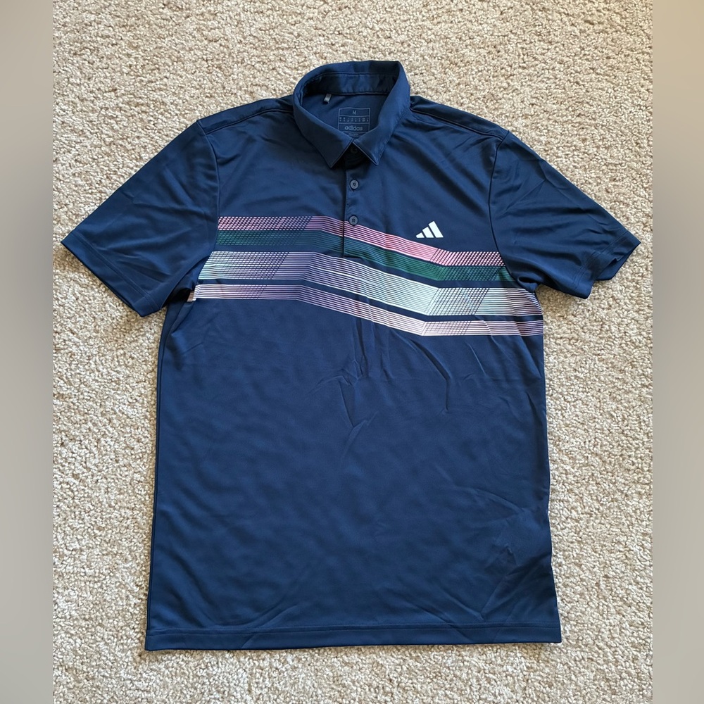 Adidas Men's performance Polo Shirt, navy blue, size M.